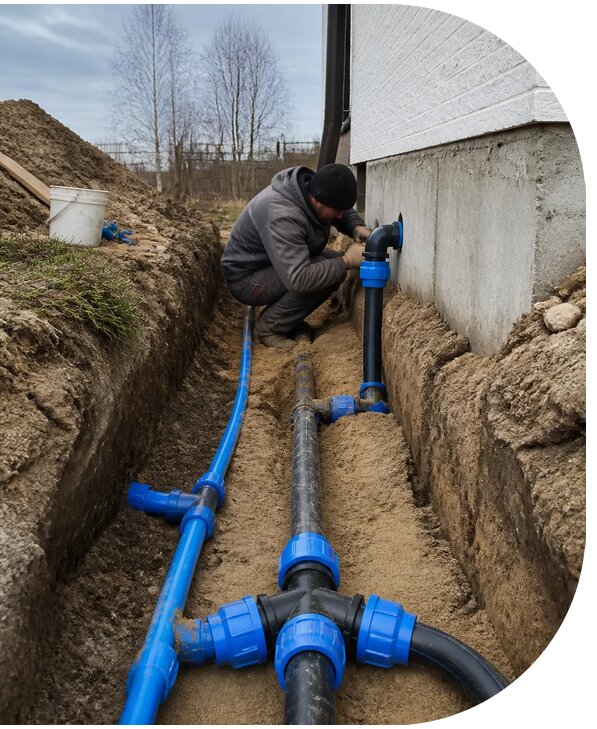 Монтаж наружного водопровода на участке под ключ в Острогожске